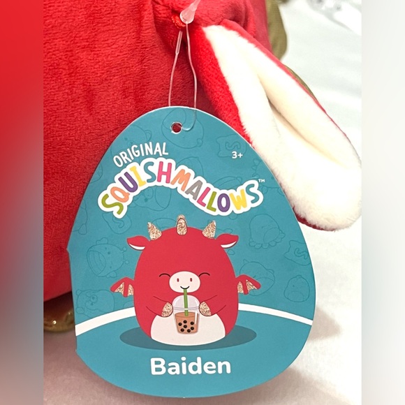 Squishmallows Baiden Red Dragon Plush Gold Accents with Boba Drink NWT - Picture 4 of 16